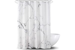 YOSTEV Marble Bathroom Shower Curtain,Grey and White Fabric Shower Curtain with Hooks,Unique 3D Printing,Decorative Bathroom Accessories,Water Proof,Reinforced Metal Grommets,Standard 72x72 Inches