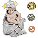 Best Luxury Hooded Baby Towel | Grey Elephant Design | Extra Soft 100% Egyptian Cotton for Newborn, Infant, Toddler &amp; Kids | Great Gift for Boy &amp; Girl for Home, Pool &amp; Beach | EXTRA LARGE!