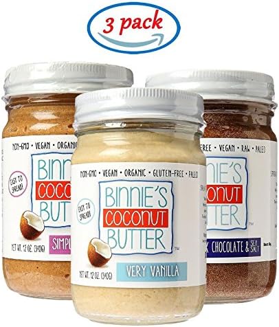Binnie's Coconut Butter Organic Spread - Sampler Pack with Our 3 Top Flavors (3 Pack)