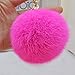 Gold Plated Keychain Cute Genuine Rabbit Fur Ball Pom Pom Keychain for Car Key Ring Handbag Tote Bag Pendant Charm (Rose Red)