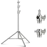 NEEWER 9.2ft/2.8m Stainless Steel Light Stand, Spring Cushioned Heavy Duty Photography Tripod Stand with 1/4” to 3/8” Univers