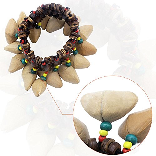 Nrpfell Handmade Nuts Shell Bracelet Handbell for Djembe African Drum Conga Percussion Accessories