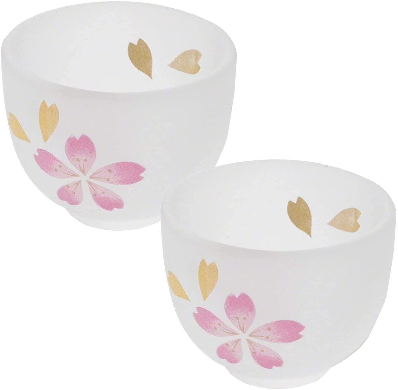 Wazakura 2PCS Japanese Sake Cups MADE IN JAPAN Handmade Traditional Drinking Glass Cups, Cherry Blossom Sakura Design - 2PCS Cups Pink