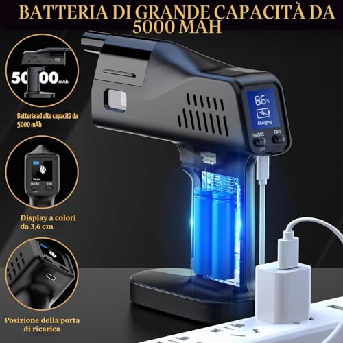 Seihoae Cocktail Bubble Smoke Gun, Funzionamento con un Solo Tasto, Portatile, con Schermo a Colori da 1,4 Pollici, per Baristi, Bar, Feste, Vino, Bevande, Caffè