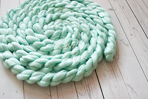 Newborn Photography Basket Braid Wool Wrap Baby Photo Props Merino Wool Basket Filler, Soft Basket Stuffer, Newborn Photography, Basket Prop, Soft Wool Prop, Photography Prop Braid - MINT