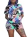 NVXIYYA Women 2 Piece Outfit Summer Short Sleeve Animal Print T-Shirts Bodycon Shorts Set Jumpsuit Rompers S-XXL