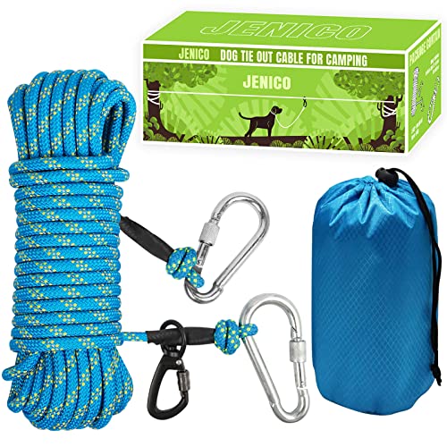 Dog Tie Out Cable for Camping 50ft Portable Reflective Overhead