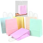 ACKJGGG 24Pcs Mini Party Gift Paper Bag Pastel 2.4x5.9x4.7 Inch Portable Candy Bags Birthday Multicolor Treat Kraft Favor Sweet Goody Bags with Handles for Wedding Size Very Small