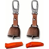 Holdall Loud Bear Bell with Silencer for Hikers, Bronze Colored Bear Bells with Emergency Whistle and Key-Chain Carabiner Set for Survival, Hiking, Trekking, Biking, Fishing, Climbing