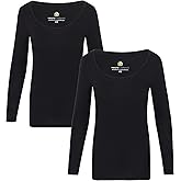 Natural Uniforms Women's Long Sleeve Extra Wide Scoop-Neck T-Shirt Under Scrub
