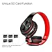Over Ear Bluetooth Headphones, Foldable Hi-Fi Deep Bass Wireless Headphones with Microphone and Wired Headset Support SD/TF Card for Travel Work Cell Phones PC (Red)