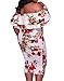Gloria&Sarah Women's Off Shoulder Ruffle Floral Print Plus Size Bodycon Party Dress