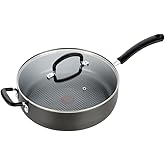 T-fal Ultimate Hard Anodized Non Stick Jumbo Cooker With Lid & Helper Handle 5 Quart, Oven Broiler Safe 400F, Lid Safe 350F, Cookware, Deep Frying Pan, Skillet, Pots and Pans, Dishwasher Safe, Grey