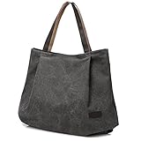 Hiigoo Women's Casual Handbag Big Shoppingbags Bucket Canvas Shoulder Bags (Grey)