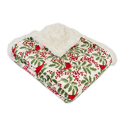 Berkshire Blanket Holiday Holly Branches Reversible