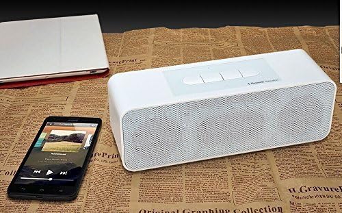Portable Boombox style Wireless Bluetooth Dual 52mm Speaker with Speakerphone, Support Microo SD Card, Indoor/outdoor Portable, USB Cable Charging Function (White color)