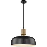 Luminzone Farmhouse Pendant Lights, Adjustable Hanging Light Fixtures with Hammered Metal Shade, 18.1 Inch Pendant Lighting f