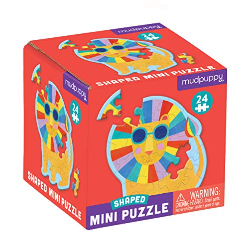 Mudpuppy Rainbow Lion Shaped Mini Puzzle, 24 Pieces, 6” x 6” – Die-Cut Jigsaw Puzzle in The Shape of a Colorful Lion – Great Travel Activity for Kids, Makes a Great Gift Idea, Mulitcolor