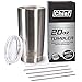 20oz Stainless Steel Tumbler with 4 Straws Bundle With Premium Quality 18/8 Stainless Steel Insulated Tumbler Cup + 4 Stainless Steel Straws + Straw Cleaner