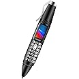 Pen Mini Cell Phone Bluetooth Dialer 0.96" Tiny Screen Mobile Phone Support GSM Dual SIM Max 32G TF Card with Camera Flashlight Radio Music Player Rechargeable (Black)