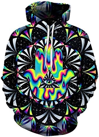 buybuybuysell Men Trippy Hamsa Printed 3d Hoodie Sweatshirts Unisex Pullover
