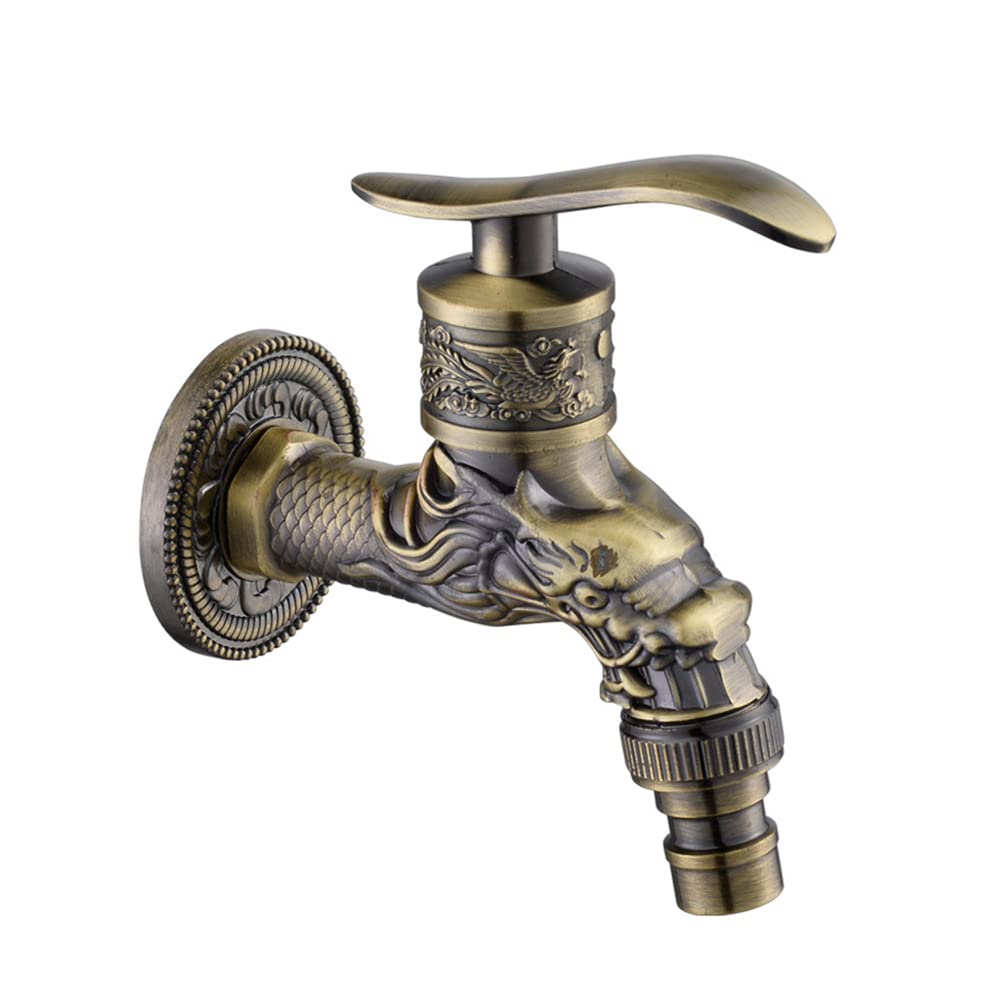 Vintage Faucet, Carved Zinc Alloy Faucet, 1/2 Inch Wall Mounted Faucet, Faucet Basin Faucet for Bathroom Garden Kitchen Type 3