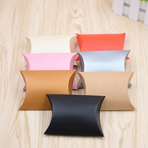 Okdeals 50pcs Pillow Paper Candy Box Wedding Favors Baby Party Bread Gift Bag (White)