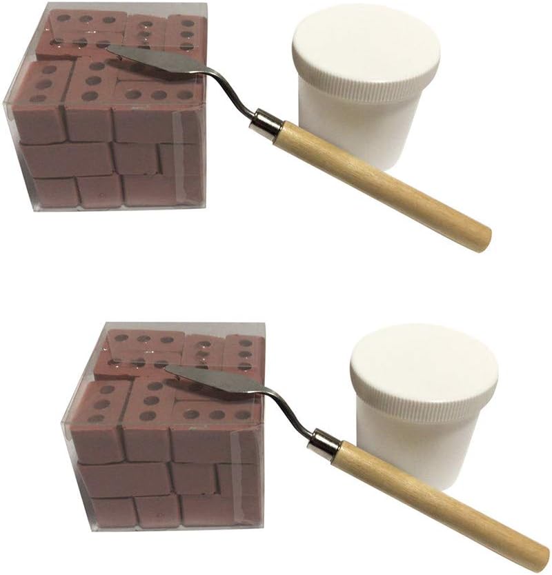 Loneflash 2Sets 48Pcs Materials Miniature Cinder Blocks Mini Cement Bricks and Mortar Let You Build Your Own Tiny Wall Mini Bricks