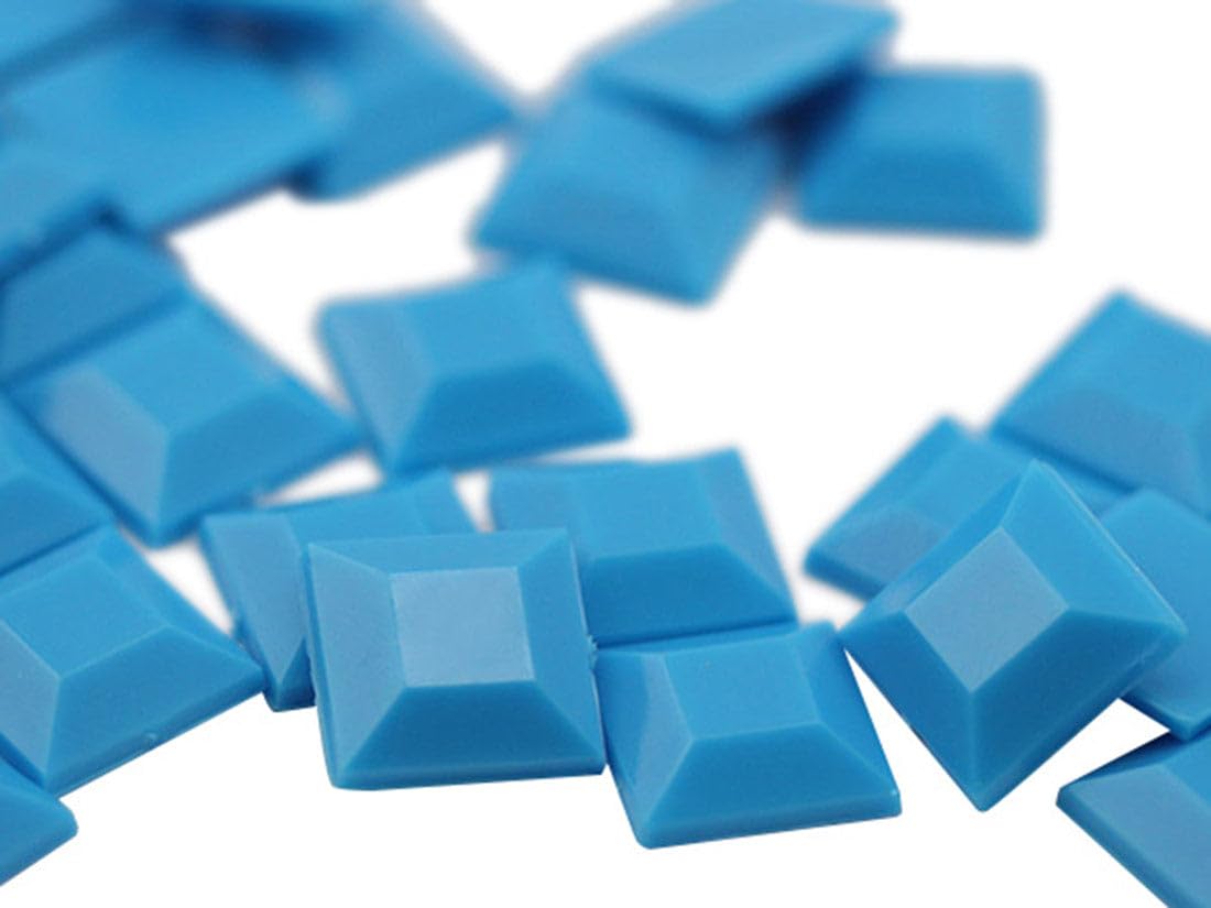 Allstarco KraftGenius 12mm Flat Back Square Acrylic Rhinestones for Jewelry Making and Garment Costume Cosplay Embelishments - 40 Pieces (Blue Tourquoise .T001)