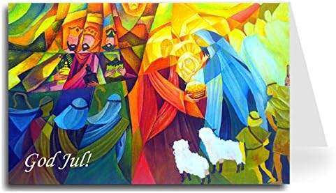 Merry Christmas Greeting Card - Nativity 2 (10 Cards) Norwegian 1