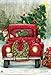 Bringing The Christmas tree Home In the Old Red Truck 28" X 40" Outdoor House Flag