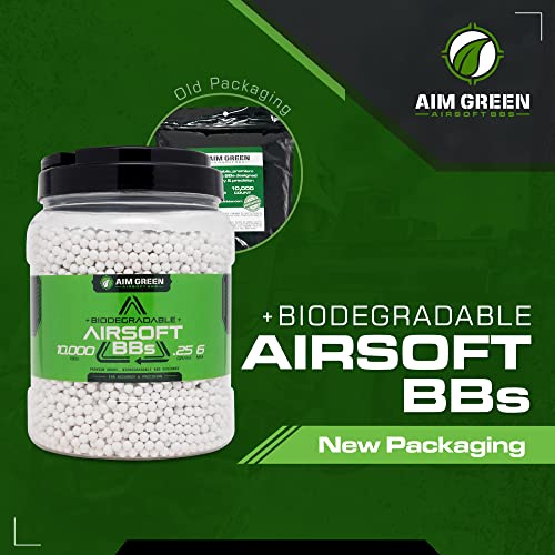 Aim Green Biodegradable Airsoft BBS, PremiumGrade 6mm Airsoft BBS, 0.