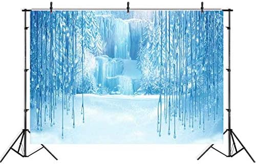 7 ft X 5 ft Christmas Winter Frozen Snow Backdrop Ice Crystal Pendant World Photography Background for Children Birthday Party Baby Shower Photo Studio Props