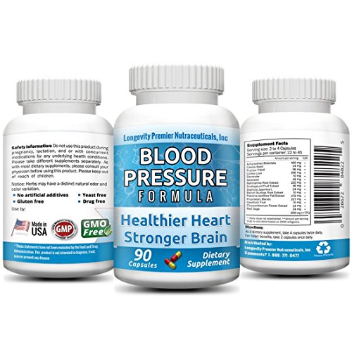 Longevity Blood Pressure Formula [90 Capsules] with 12+ Natural Herbs