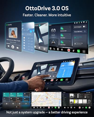 OTTOCAST P3 Pro Wireless CarPlay Adapter, Android 13 AI Box, AI Voice, HDMI Dual Screen, Cloud SIM Built-in, OttoDrive 3.0, Plug & Play for Cars with Wired CarPlay/Android Auto