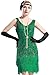 BABEYOND Women's Flapper Dresses 1920s V Neck Beaded Fringed Great Gatsby Dress Green