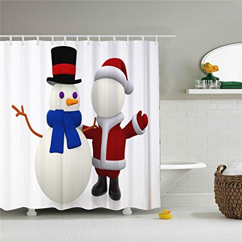 Baby White Christmas Day Snowman Decors Shower Curtain Mildew Resistant Waterproof / Water-Repellent and Antibacterial 72x72