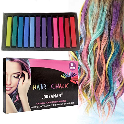 Hair Chalk, 12 Colors Hair Chalk Pens,Chalk Hair Dye,Colored Hair Chalks for Party, Cosplay