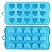 Joyoldelf Silicone Candy Molds & Non Stick Chocolate Baking Molds - DIY Ice Cube Trays Bonus 3 Droppers, FDA & BPA Free, Use for Cakes, Muffins, Soaps, Jello - Hearts, Stars & Shells