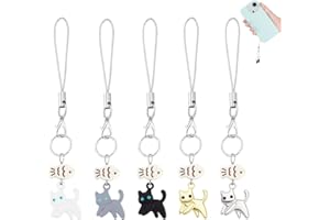 AHANDMAKER 5Pcs Cat Phone Charm Cute Keychain Accessories Kawaii Cat Fish Phone Bag Charms for Purse Wallet Backpack Valentin