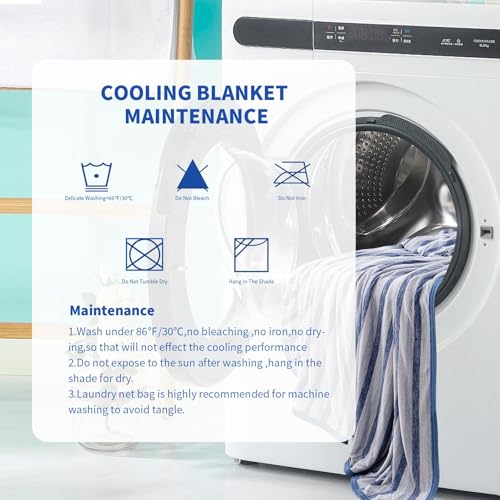 Auemtyn Cooling Blankets for Hot Sleepers Queen Size with Japanese Q-Max>0.5 Arc-Chill Cooling Fiber, Lightweight Breathable Double Sided Cold Tech Summer Blanket for Night Sweats(90"X90",Navy Blue)