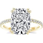 Effinny 4.0ct Elongated Cushion Cut Engagement Ring for Women,S925 Sterling Silver Crushed Ice Cubic Zirconia Promise Ring