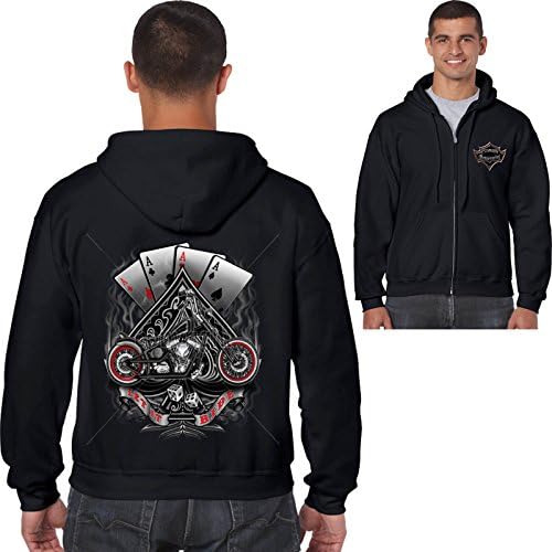 Biker Zip Hoody Hoodie Aces Bike Motorcycle Motorbike Tattoo Chopper Jacket 01
