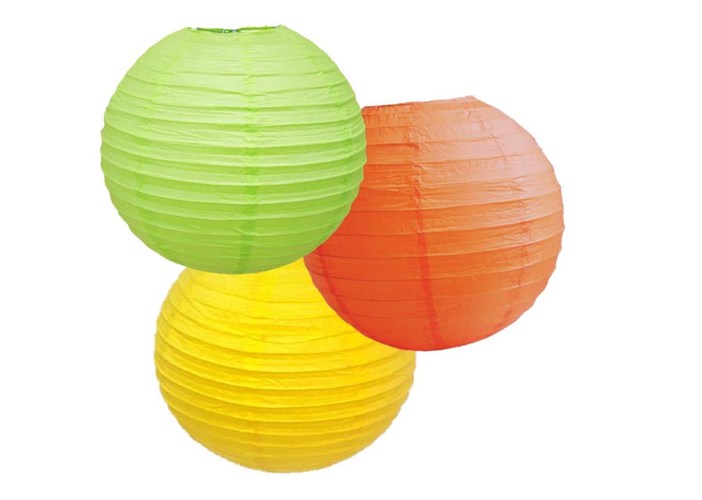 Paper Lanterns Mix Color Packs of 3 Round Paper Lanterns Lampshade Party Decorations (Mix Color 1, 18" (45 Cm))