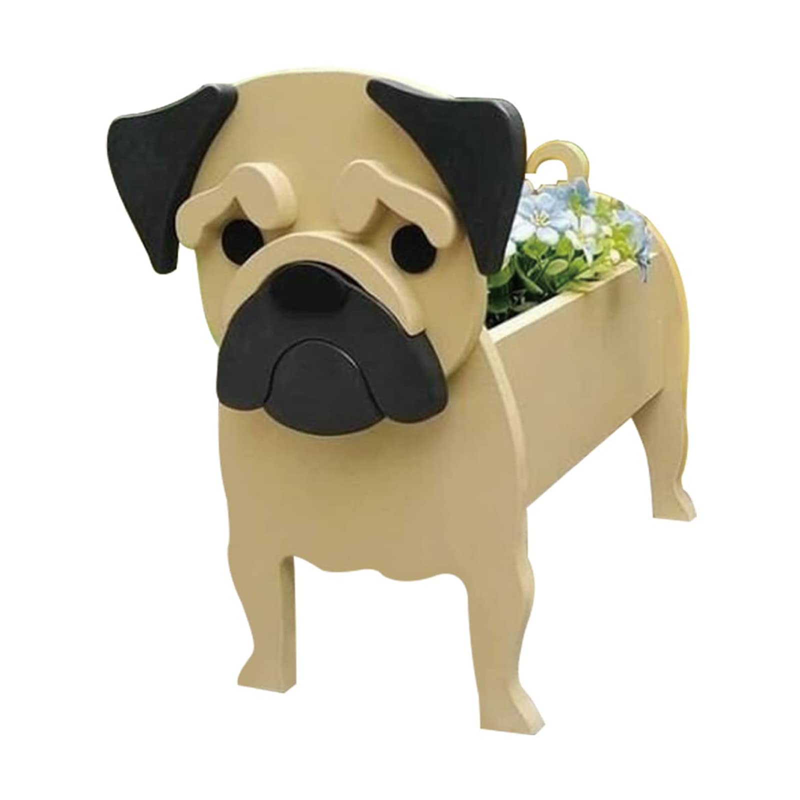 LIBOOI Dog Planter, Animal Flower Planter Pot for Outdoor Plants, Pug Gifts for Pug Lovers Women Men Dog Lovers, Handmade Storage Container Planters for Garden Decoration Cactus Office Home Gifts