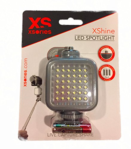 XS commerce Xshine Compact Led Light Â Xshine Compact Rechargeable Led Camera Light with Hotshoe Mount, Silver (XSHN3E008)