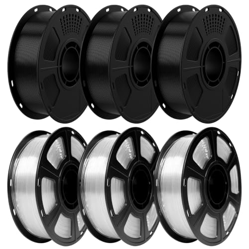 GIANTARM PETG Filament 1,75 mm 3D-Drucker 6 kg Spool,6PCS,Schwarz and Transparent