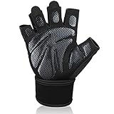 Workout Gloves with Anti-Slip Silica Gel Palm/Wrist strap for Weightlifting Cross Training Cycling Fitness,Perfect Durable Workout Gloves for Men & Women