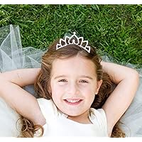 LEHNO Flower Girl Bridesmaid Bridal Princess Tiara Girls Crown Frozen Cosplay Headwear (1) Sliver