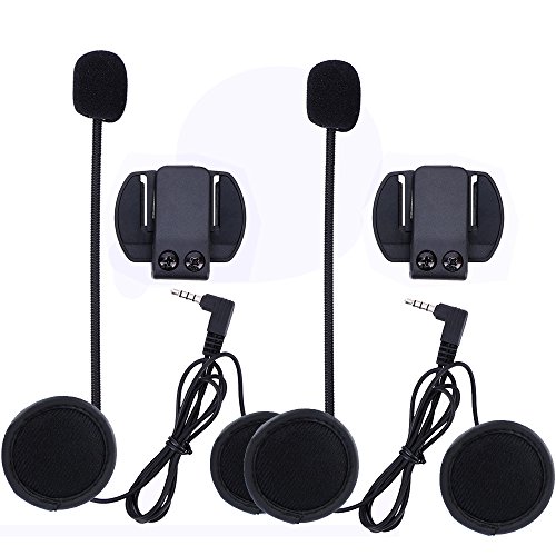 Amazingbuy - Vnetphone V6 V4 Accessories Microphone Speaker and Clip Bracket,Only Fit Vnetphone V6 V4 Helmet Intercom Motorcycle Bluetooth Device 3.5mm Jack Plug (2Pcs)
